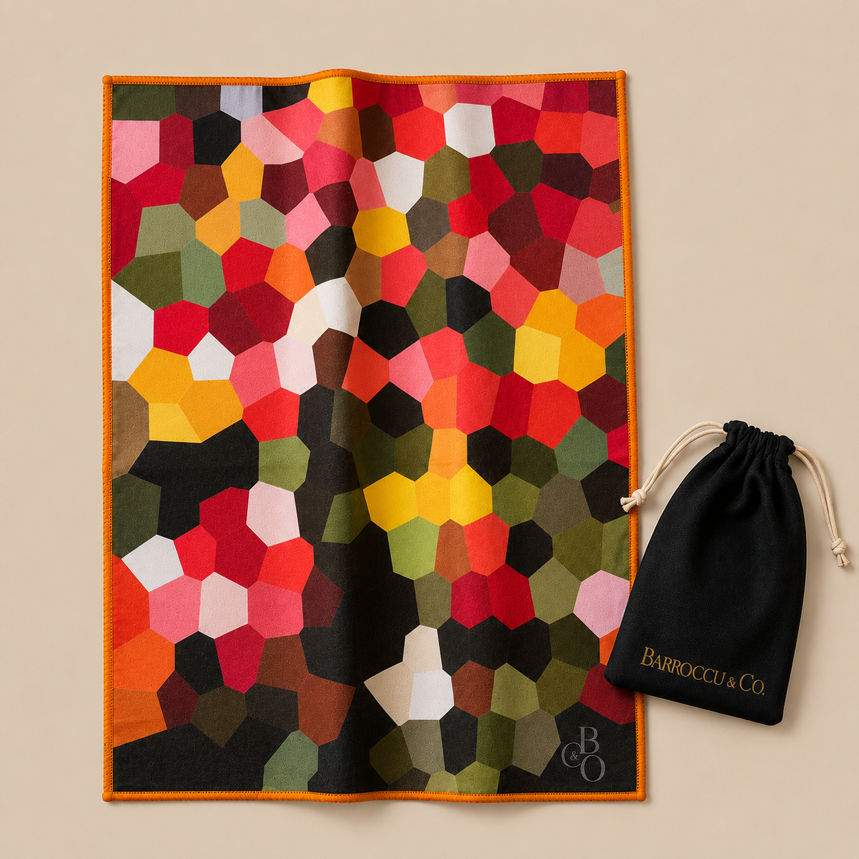 Blossom of Colour oversized optical-grade microfibre cloth with black protective pouch