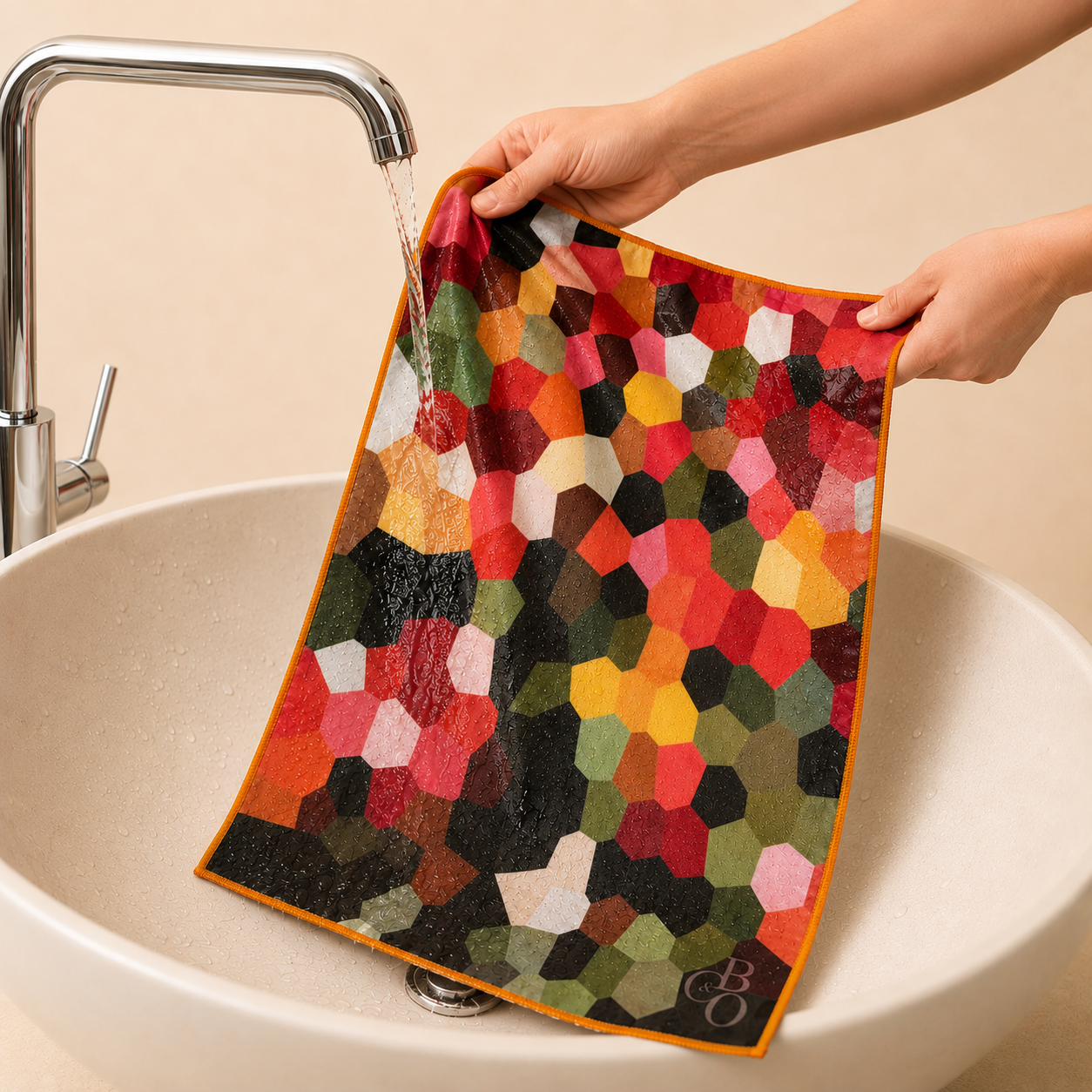 Blossom of Colour cloth being washed
