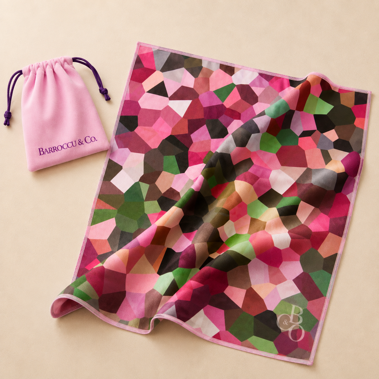 Maple cloth shown to display its scale and material