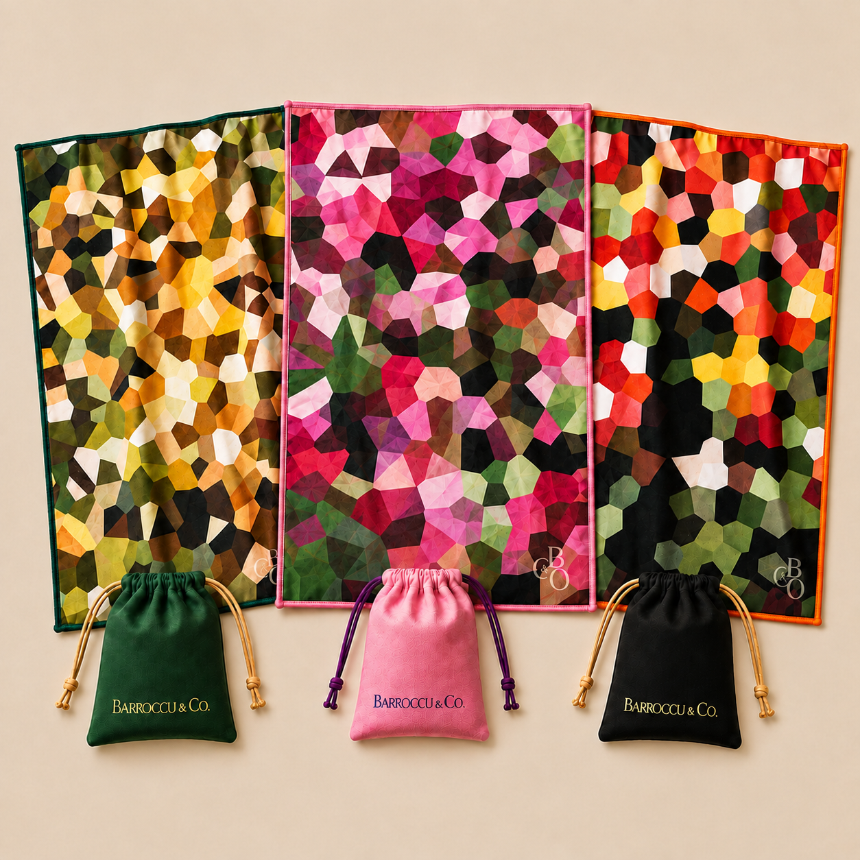 Barroccu & Co Three-Cloth Collection with matching protective pouches