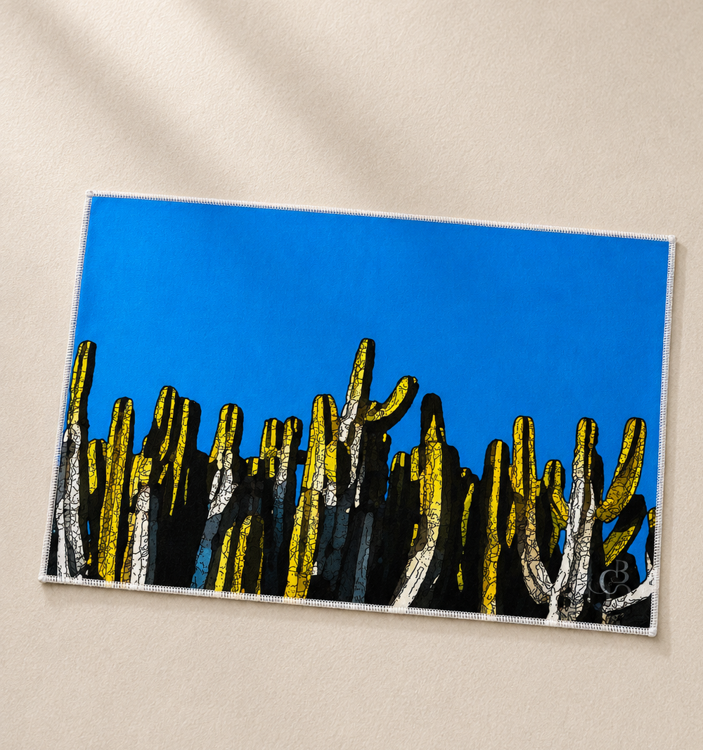 Cacti cloth displaying its autumnal-fern-inspired artwork