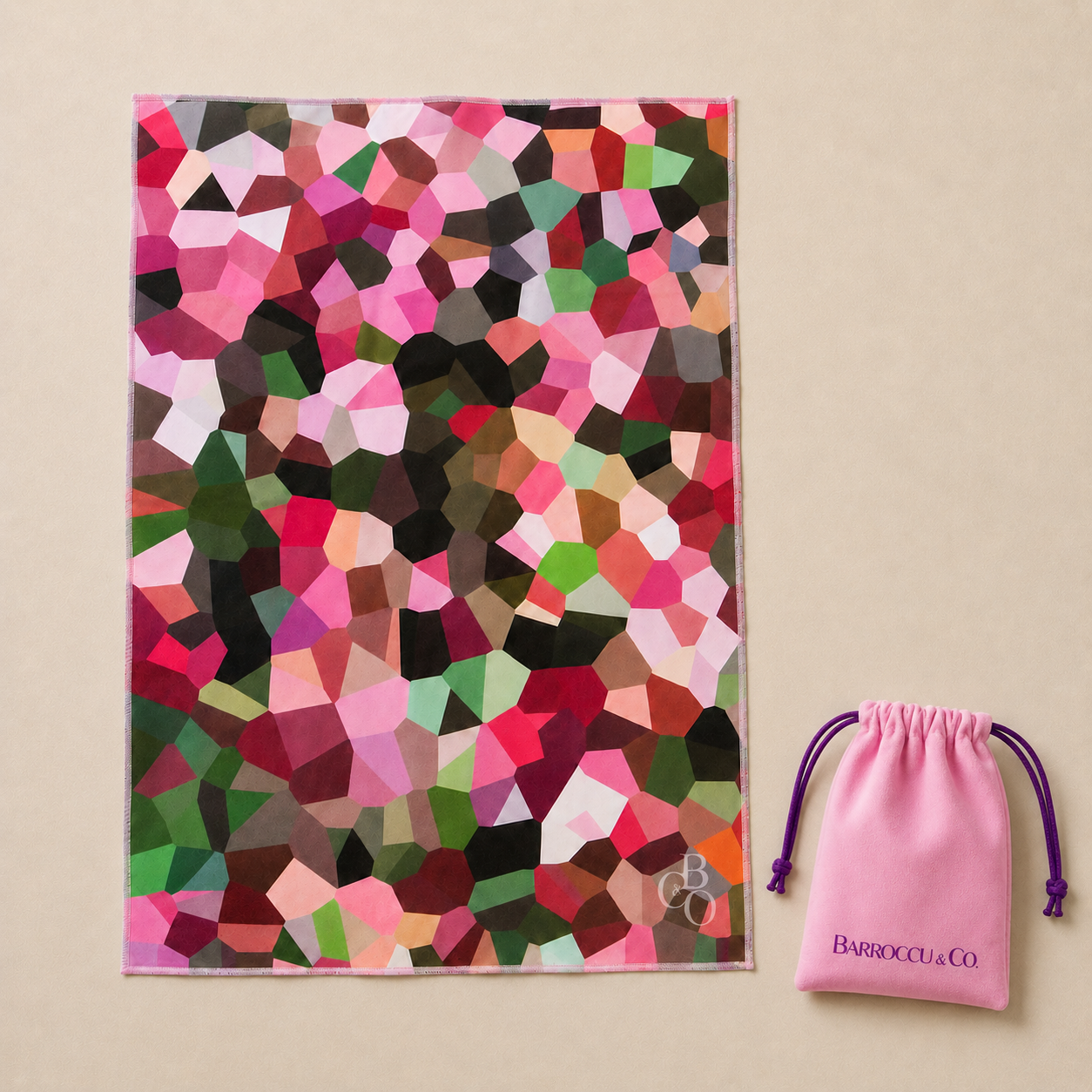 Maple oversized optical-grade microfibre cloth with its included pink protective pouch