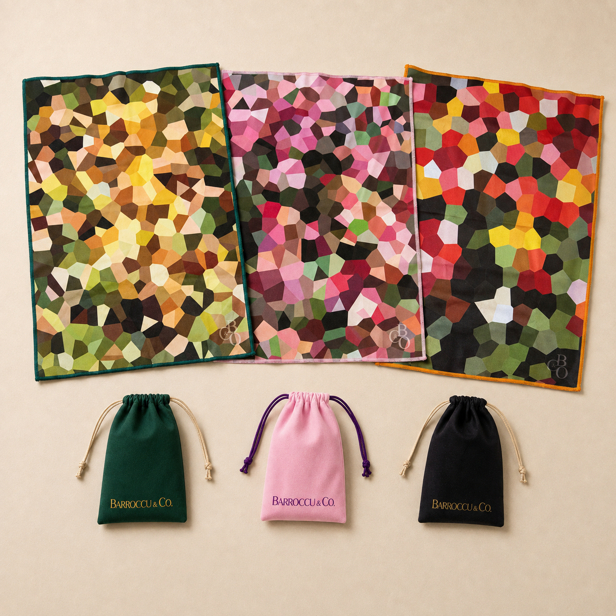 Barroccu & Co 3-Cloth Collection of oversized optical-grade microfibre cloths