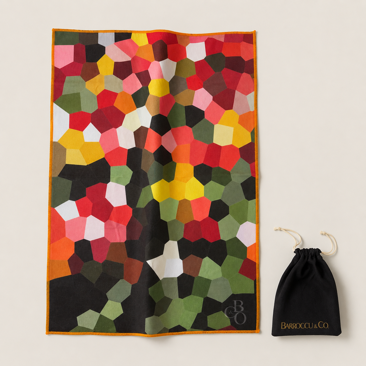 Blossom of Colour oversized optical-grade microfibre cloth with black protective pouch
