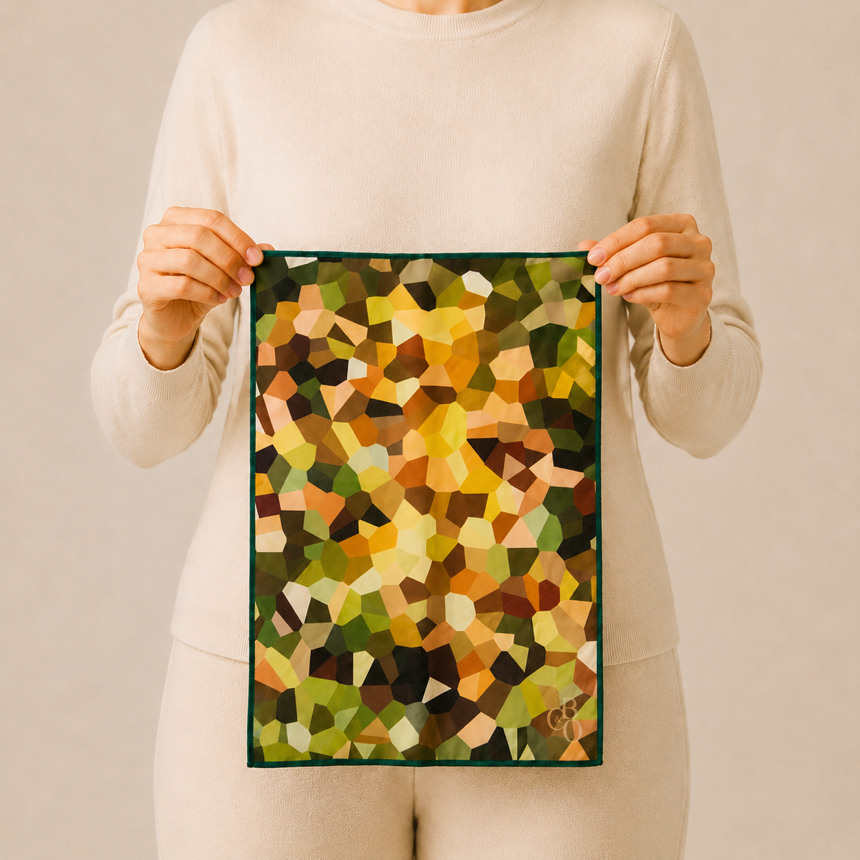 Oversized 43 by 30 centimetre optical cloth shown to scale