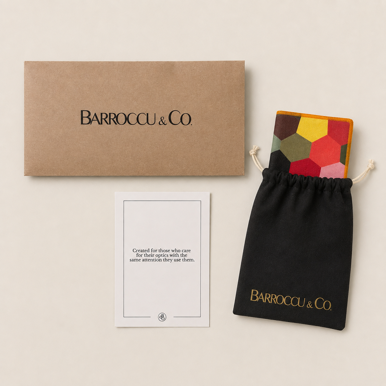 Blossom of Colour presentation envelope, mission card, cloth and protective pouch